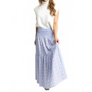 NEW KARLIE women's floral vine maxi skirt in periwinkle